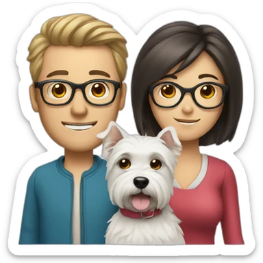 Man with glasses anda woman with a westie dog girl sticker