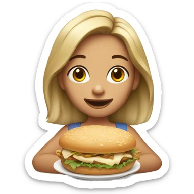 realistic girl enjoying food sticker