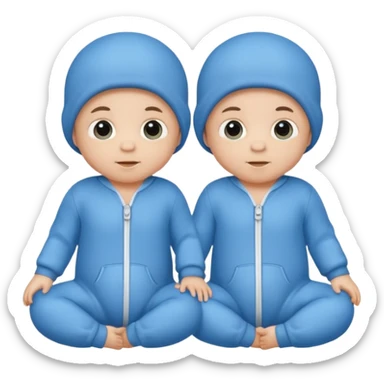 Twin baby boys with blue onesies on sticker