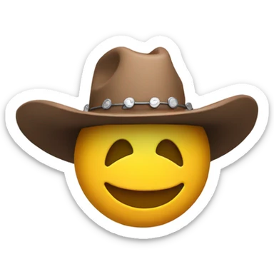 A 3D smiley face with a 3D cowboy hat on top of its head  sticker