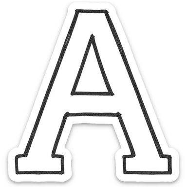 letter A, hand-drawn outlined icon, sketchy and playful, no fill sticker