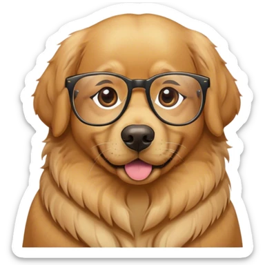 Golden retriever with glasses on sticker