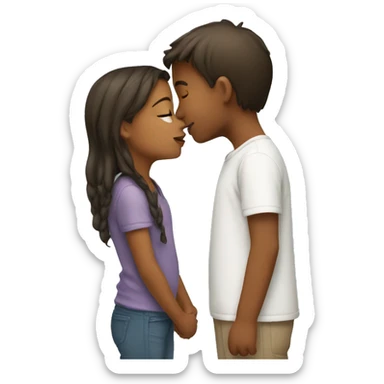 Girl giving boy a kiss sticker