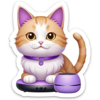 Cat playing with lilac Alexa device sticker