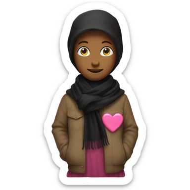 woodstock wearing a black scarf with pink heart print on the scarf sticker