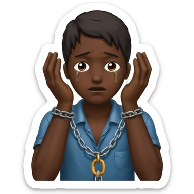 slavery chained hands and head, weeping sticker