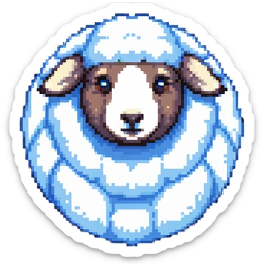 adorable round sheep with fluffy wool sticker