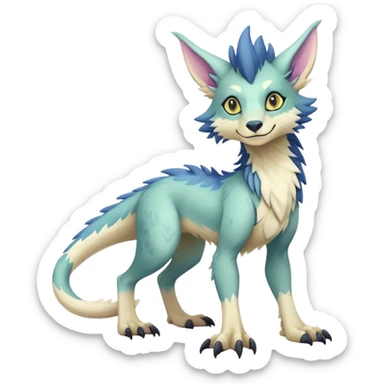 Feral Rare Fantasy cute pastel Vernid-Sergal-animal-creature-hybrid by LiLaiRa, markings, tufted ears, full body sticker