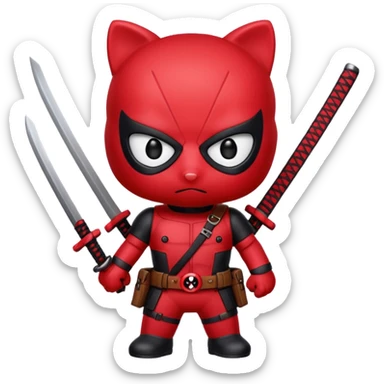 Hello kitty being deadpool sticker