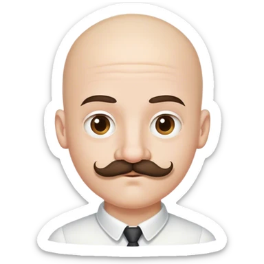 bald boy with handlebar mustache sticker