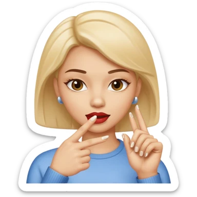 A normal human emoji with nails💅 this emoji but without the nail polish, a female with polished nails 💅, bite one of the index figure sticker