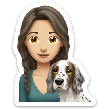 Pretty brunette with English setter sticker