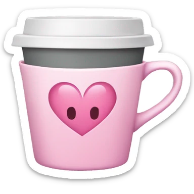 pink coffee cup with grey heart  sticker