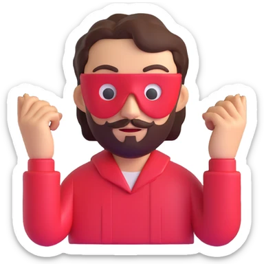 a man with a La Casa de Papel mask, 3D emoji style sticker