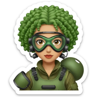 green curly haired painitball player with big earrings guy sticker