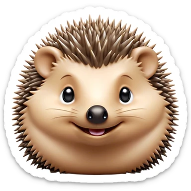 Cinematic Cheeky Hedgehog Portrait Emoji, Head tilted playfully with a mischievous squint and a tiny, cheeky grin, showcasing a compact, prickly body with soft quills and perky little ears, Simplified yet remarkably expressive features, highly detailed, glowing with a vibrant, playful glow, high shine, spirited and quirky, stylized with an air of whimsical woodland mischief, soft glowing outline, capturing the essence of a cheeky hedgehog that looks ready to roll out of the screen with playful attitude! sticker