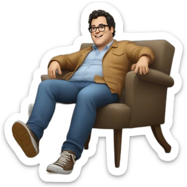josh gad laying back mysteriously, soles of feet towards camera sticker