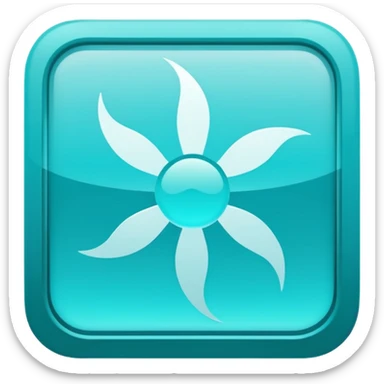 a Tiny compressed Stylized light-turquoise wind wind symbol inside a gradient white square icon, light turquoise borders icon sticker