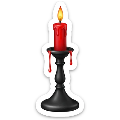 A gothic black candlestick with dripping red wax. sticker