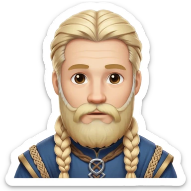 Medieval male light blonde thick beard with double braids sticker