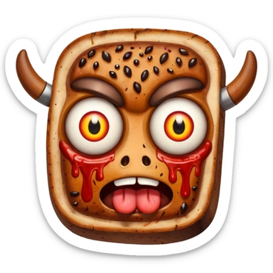 Steak with crazy eyes hurt sticker