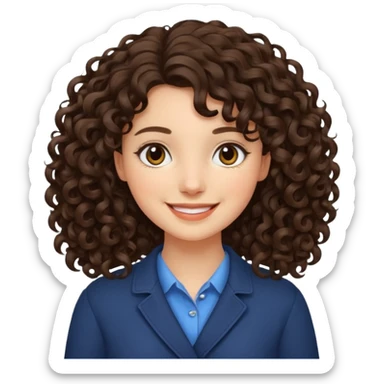 A brunette girl with medium-length curly hair. sticker