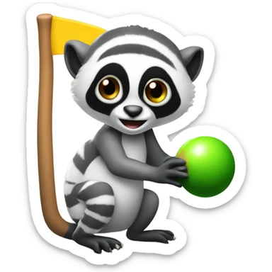 A lemur getting a hole in one on a simulator  sticker