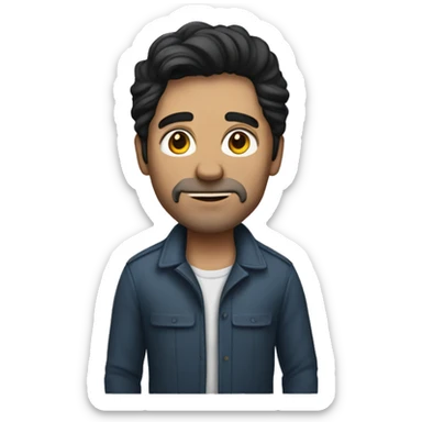 a dark haired man in his 40s wearing a su sticker