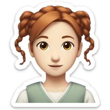 Japanese anime-inspired young girl with red brown hair tied in a ponytail and mesmerizing blue eyes sticker