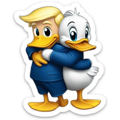 Donald Trump Hugging donald duck sticker
