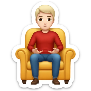 Guy in a chair asking sticker