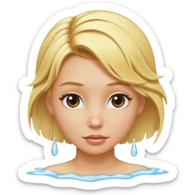 blonde girl with hair up out of shower sticker