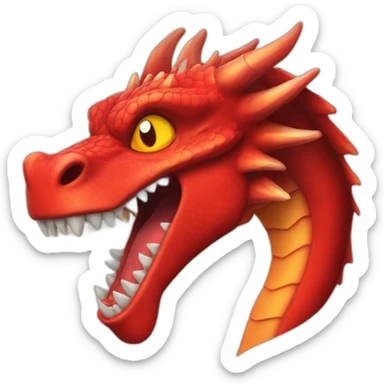 A red dragon with fire coming out of its mouth sticker