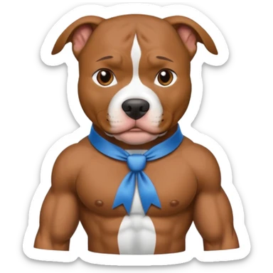 pitbull with head ribbon and shirt sticker