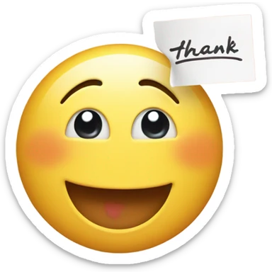 Emoji with thank you note  sticker
