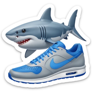 Make a shark with blue Nike shoes  sticker