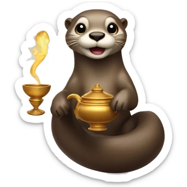 Otter coming out of genie lamp sticker