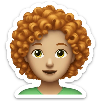 Curly hair ginger women with green eyes  sticker