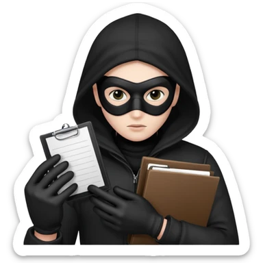 theif stealing documents sticker