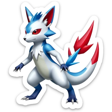Cool Edgy Shiny Futuristic Ethereal Legendary Digimon-Sneasel-Zangoose-hybrid full body sticker