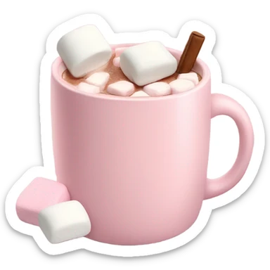 Light Pink mug of hot chocolate with marshmallows  sticker