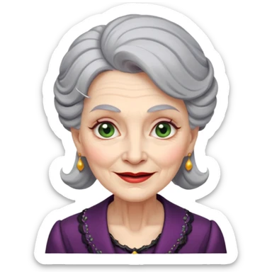 old woman with elegant make up and fancy clothes looking wicked and smirk sticker