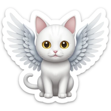 white cat with wings sticker
