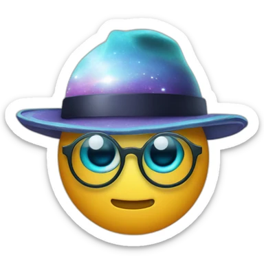 planet uranus in a hat and glasses sticker
