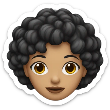 Cara mujer mulata con pelo rizado y negro con polera negra sticker