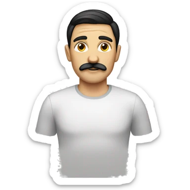 German guy with black middle parted hair and a short moustache sticker