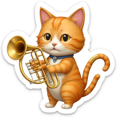 cat playing trombone sticker
