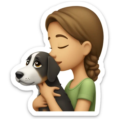 Girl kissing dog sticker
