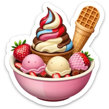 Neapolitan ice cream scoops in a bowl sticker