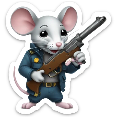 Mouse with a gun sticker
